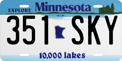 MN license plate 351SKY