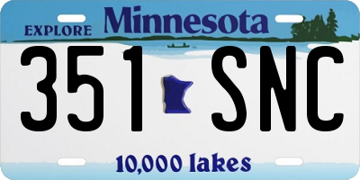MN license plate 351SNC