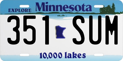 MN license plate 351SUM