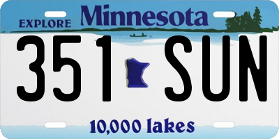 MN license plate 351SUN