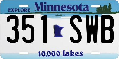 MN license plate 351SWB