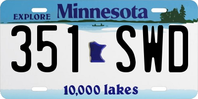 MN license plate 351SWD