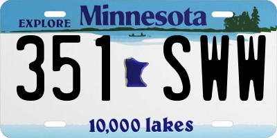 MN license plate 351SWW