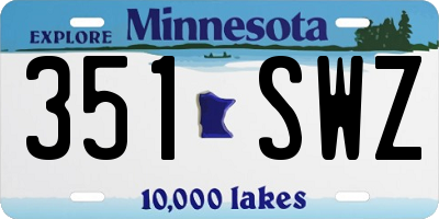 MN license plate 351SWZ