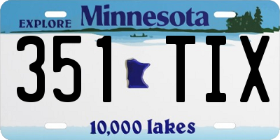 MN license plate 351TIX