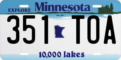 MN license plate 351TOA