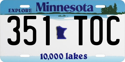 MN license plate 351TOC