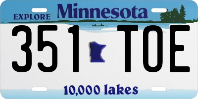 MN license plate 351TOE