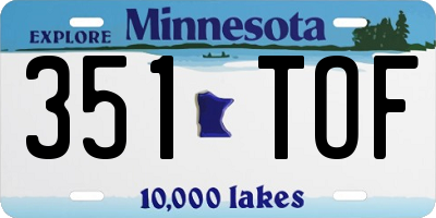 MN license plate 351TOF