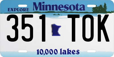 MN license plate 351TOK