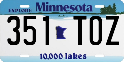 MN license plate 351TOZ