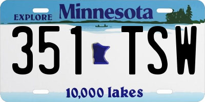 MN license plate 351TSW