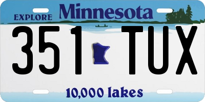 MN license plate 351TUX