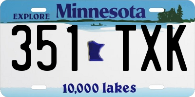 MN license plate 351TXK