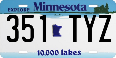 MN license plate 351TYZ