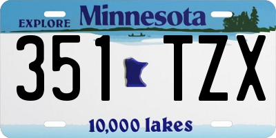 MN license plate 351TZX