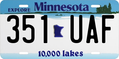 MN license plate 351UAF
