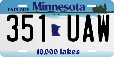 MN license plate 351UAW