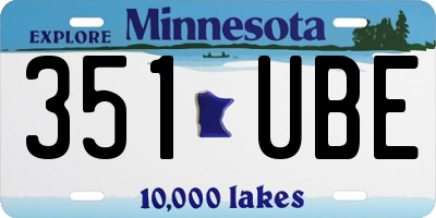 MN license plate 351UBE