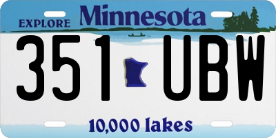 MN license plate 351UBW