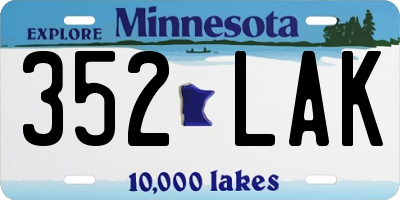 MN license plate 352LAK