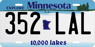 MN license plate 352LAL