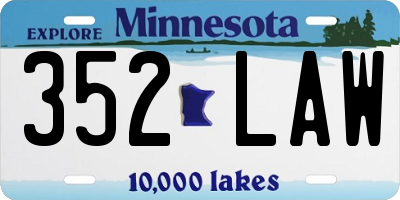 MN license plate 352LAW