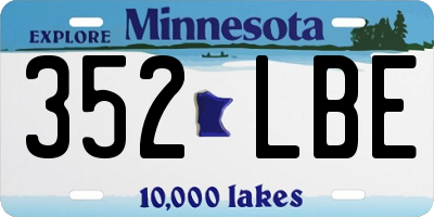 MN license plate 352LBE