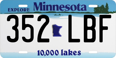 MN license plate 352LBF