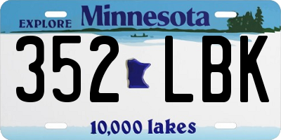 MN license plate 352LBK