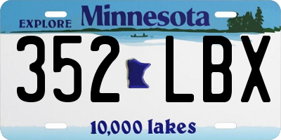 MN license plate 352LBX