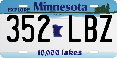 MN license plate 352LBZ