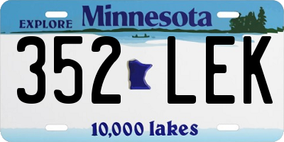 MN license plate 352LEK