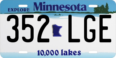 MN license plate 352LGE