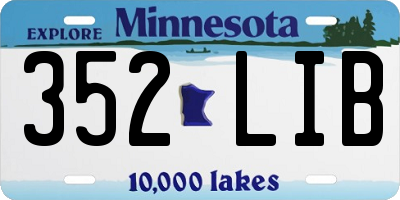MN license plate 352LIB
