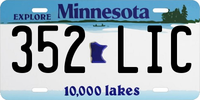 MN license plate 352LIC