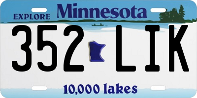 MN license plate 352LIK