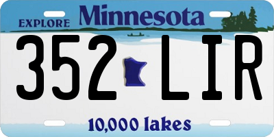 MN license plate 352LIR