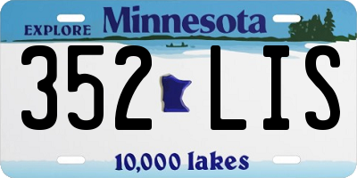 MN license plate 352LIS