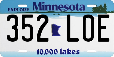 MN license plate 352LOE
