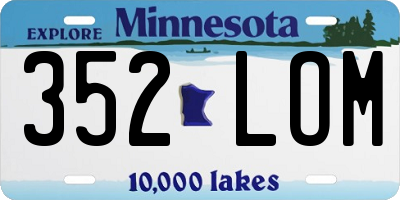 MN license plate 352LOM
