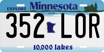 MN license plate 352LOR