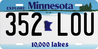 MN license plate 352LOU