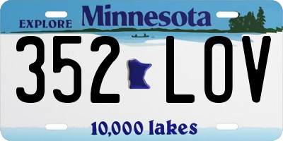 MN license plate 352LOV