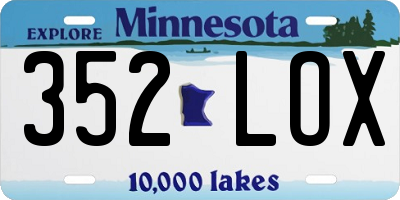 MN license plate 352LOX