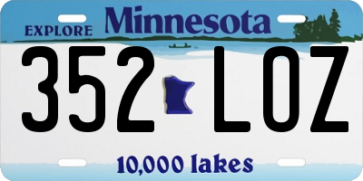 MN license plate 352LOZ