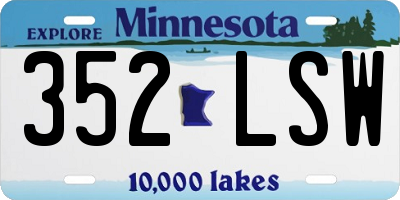 MN license plate 352LSW