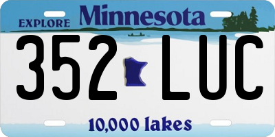 MN license plate 352LUC