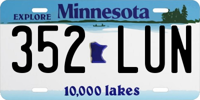 MN license plate 352LUN