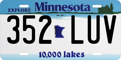 MN license plate 352LUV